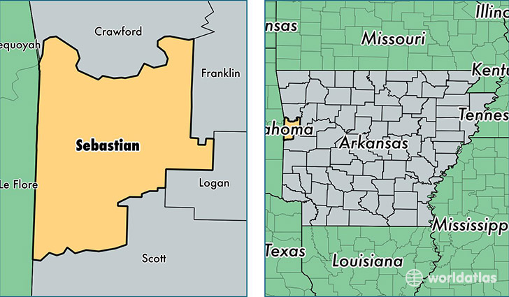 location of Sebastian county on a map