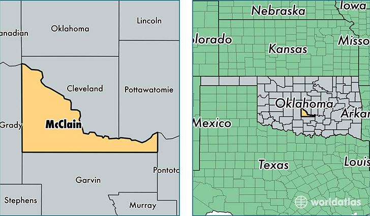 location of McClain county on a map