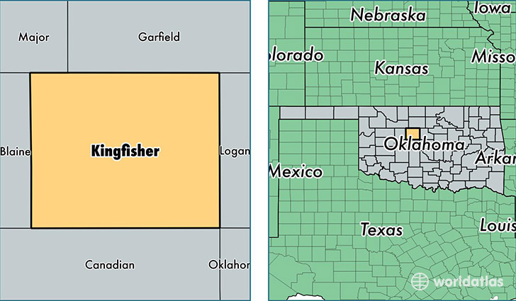 location of Kingfisher county on a map
