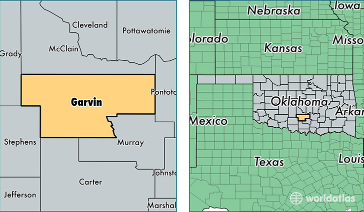location of Garvin county on a map