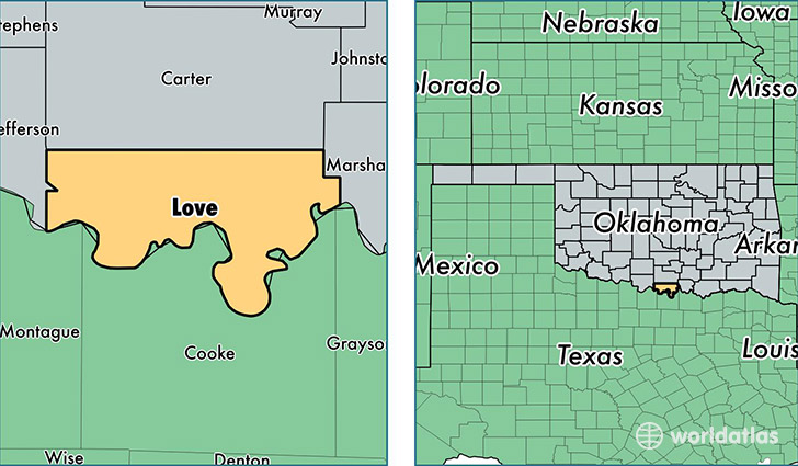 location of Love county on a map