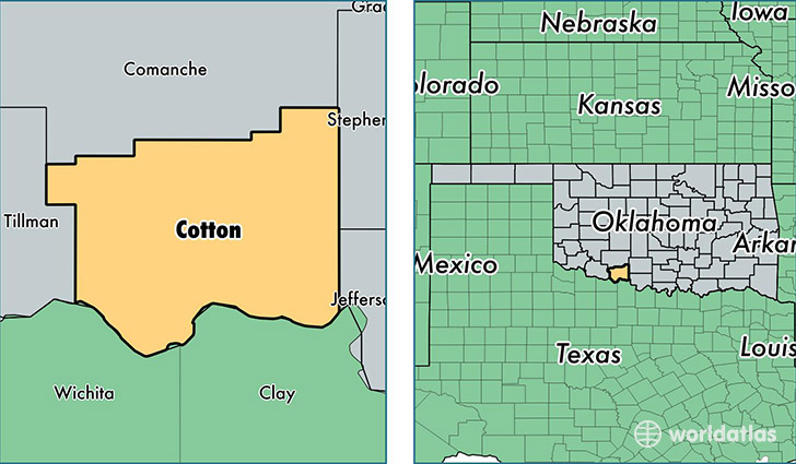 location of Cotton county on a map