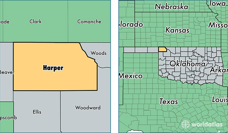 location of Harper county on a map