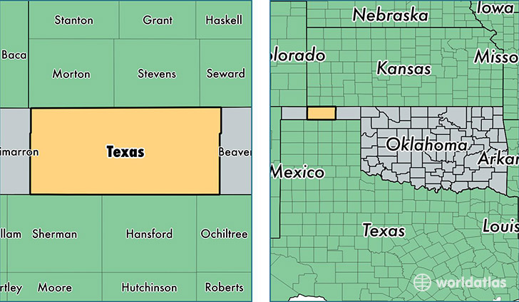 location of Texas county on a map