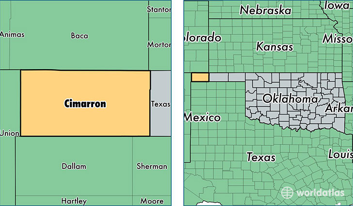 location of Cimarron county on a map
