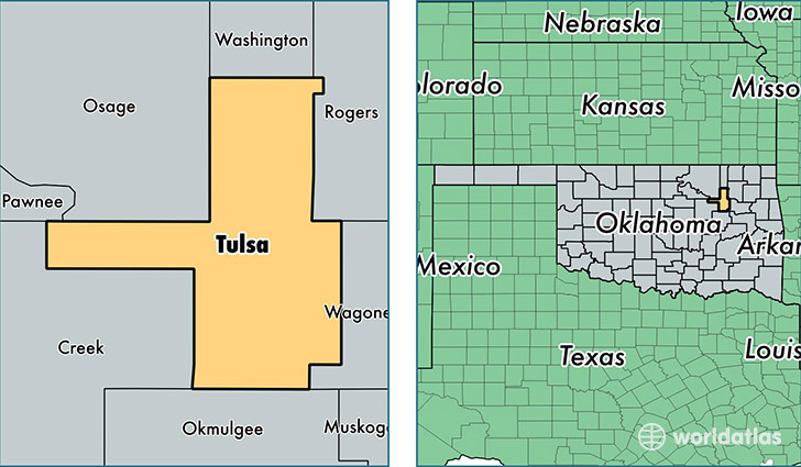 location of Tulsa county on a map