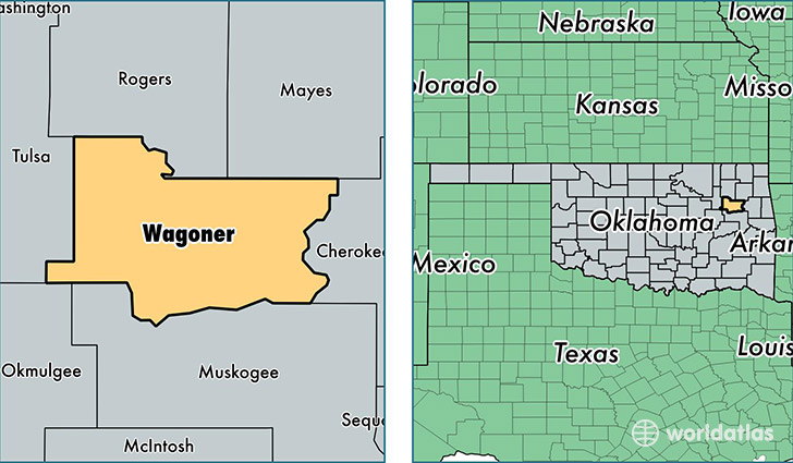 location of Wagoner county on a map