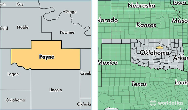 location of Payne county on a map