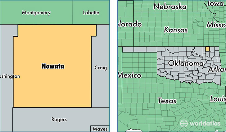 location of Nowata county on a map