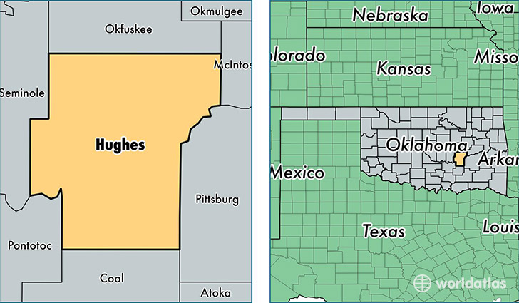 location of Hughes county on a map