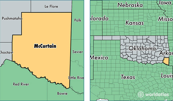 location of McCurtain county on a map