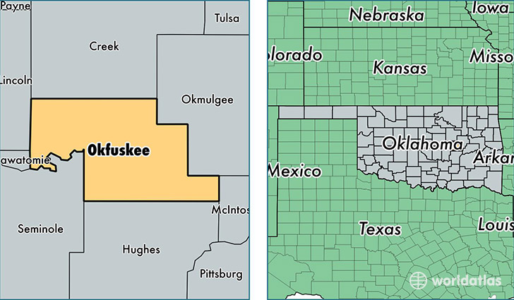 location of Okfuskee county on a map
