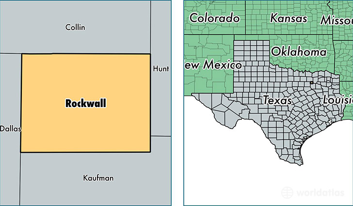 location of Rockwall county on a map