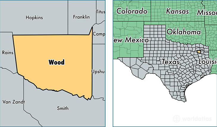 location of Wood county on a map