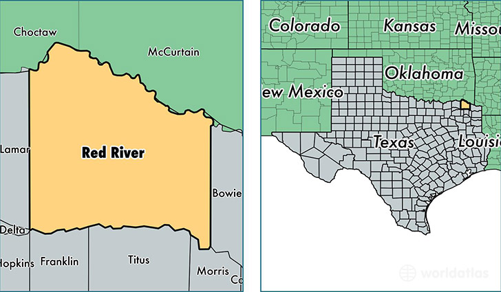 location of Red River county on a map