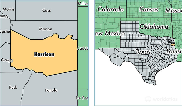 location of Harrison county on a map