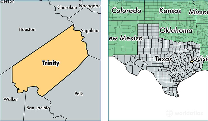 location of Trinity county on a map