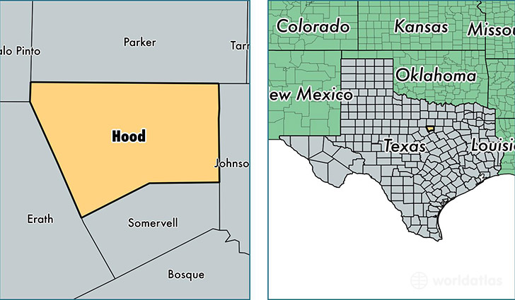 location of Hood county on a map
