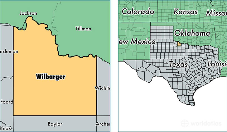 location of Wilbarger county on a map