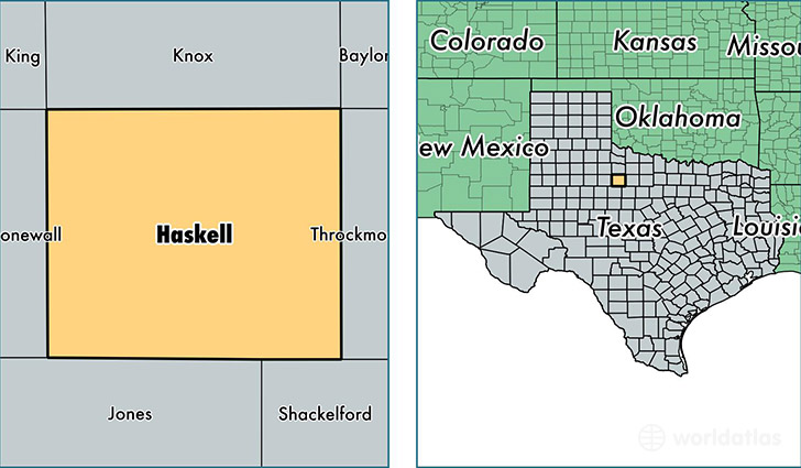location of Haskell county on a map