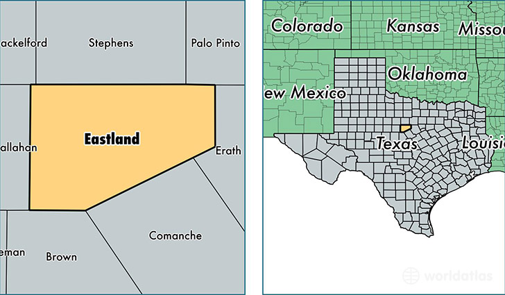 location of Eastland county on a map