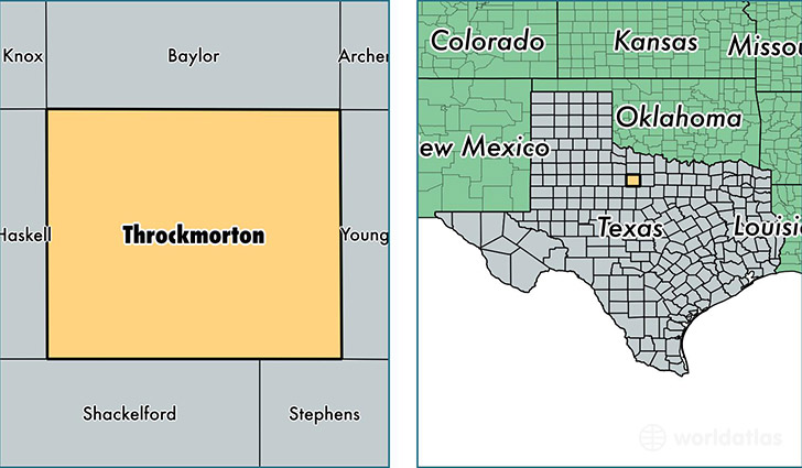 location of Throckmorton county on a map