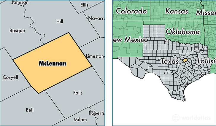 location of McLennan county on a map
