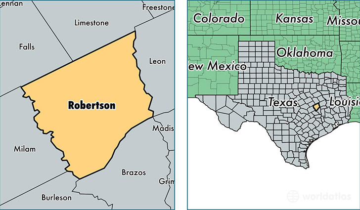 location of Robertson county on a map