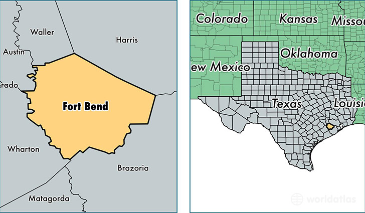 location of Fort Bend county on a map