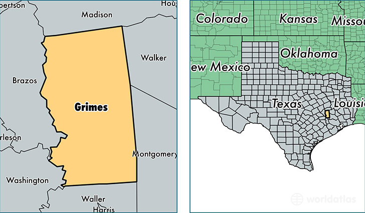 location of Grimes county on a map