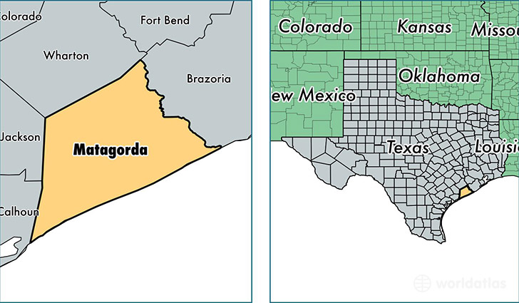 location of Matagorda county on a map