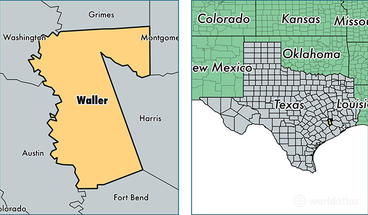 location of Waller county on a map