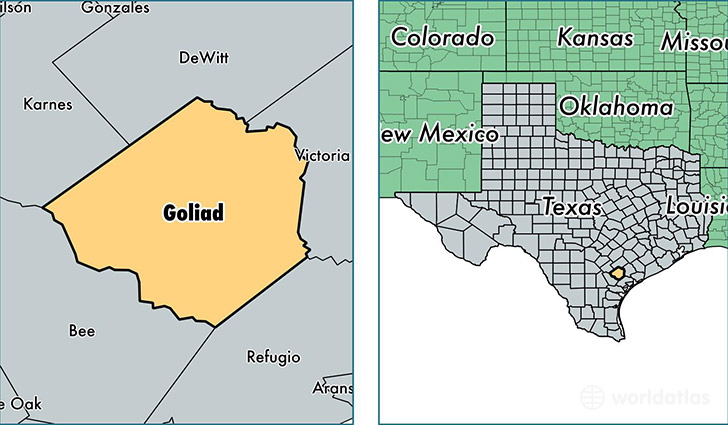 location of Goliad county on a map