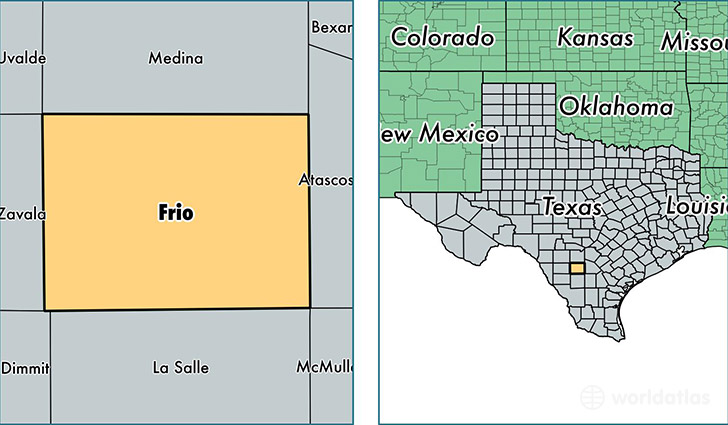 location of Frio county on a map