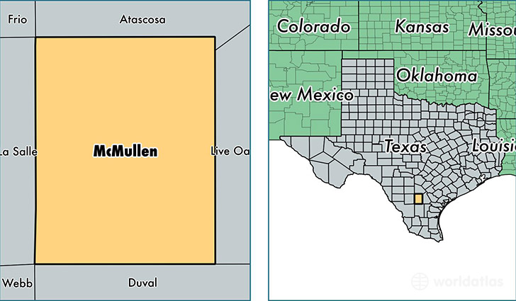 location of McMullen county on a map