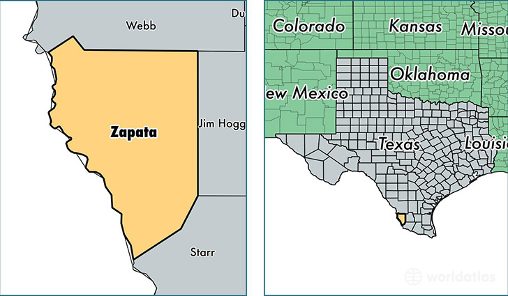 location of Zapata county on a map