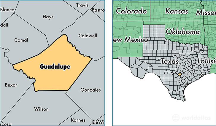 location of Guadalupe county on a map
