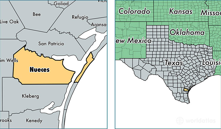 location of Nueces county on a map