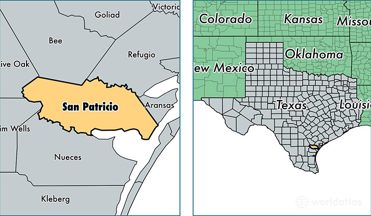 location of San Patricio county on a map