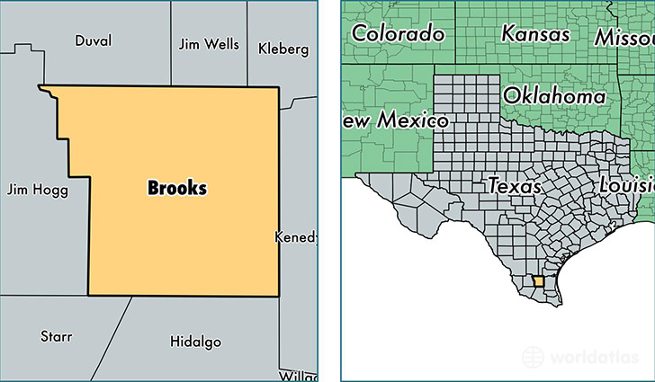 location of Brooks county on a map