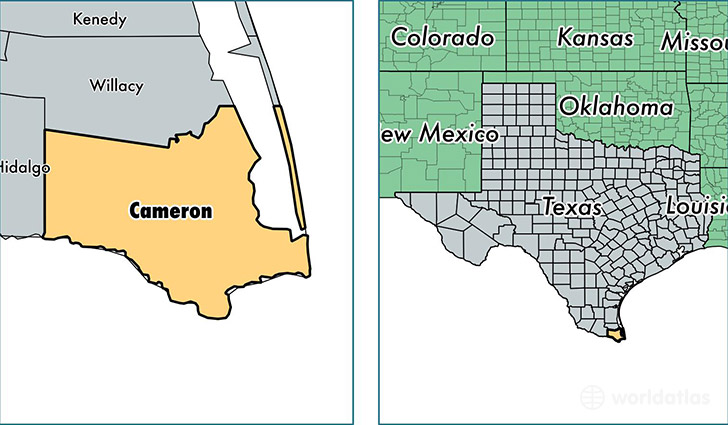 location of Cameron county on a map