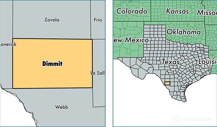 location of Dimmit county on a map