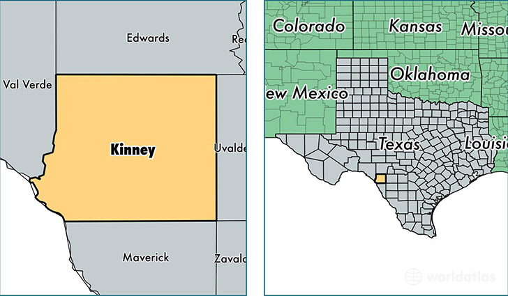 location of Kinney county on a map