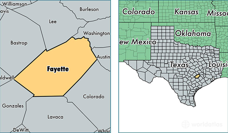 location of Fayette county on a map
