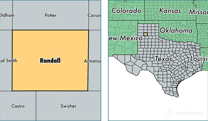 location of Randall county on a map