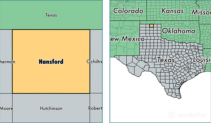 location of Hansford county on a map