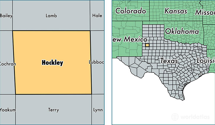 location of Hockley county on a map