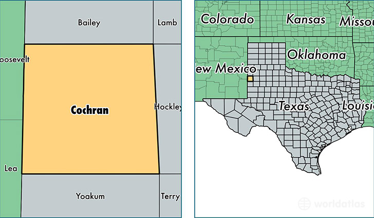 location of Cochran county on a map