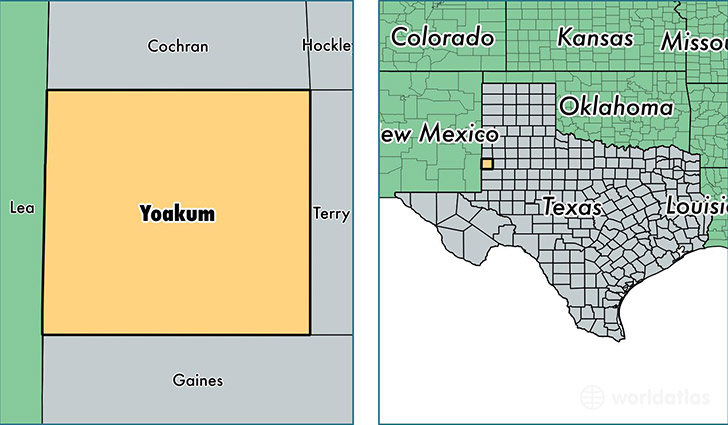 location of Yoakum county on a map