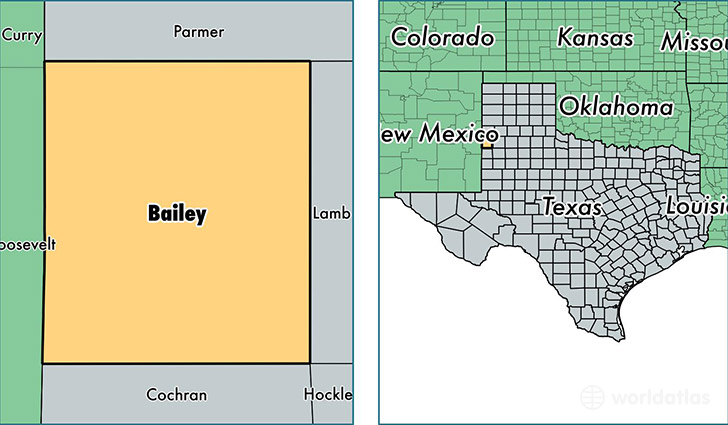location of Bailey county on a map